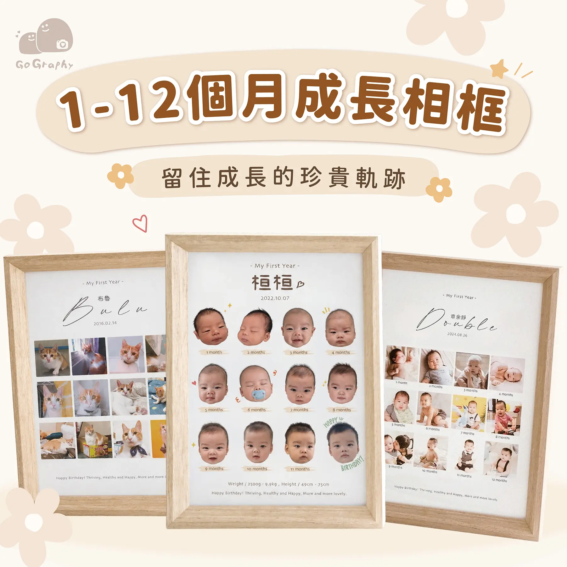 1-12個月成長相框